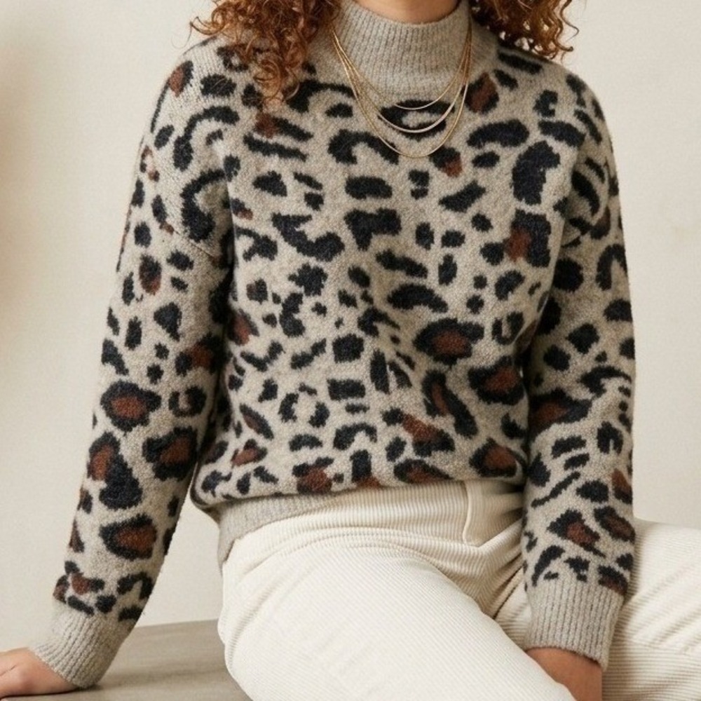 Y2K Mohair Blend Leopard Cardigan Sweater Indie Sleaze Alt Grunge 2010s S/M